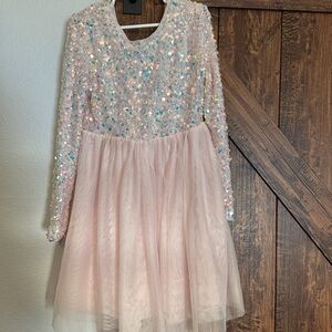 Cat and Jack long sleeve sequin and tulle dress size 7/8